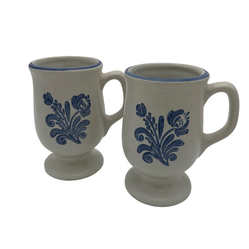 Vintage Yorktowne Coffee Mug Footed with Trim by Pfaltzgraff Made in USA Set/2